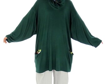 HR900GN1 tunic layered look shirt size 40 42 44 46 48 50 52 green vintage