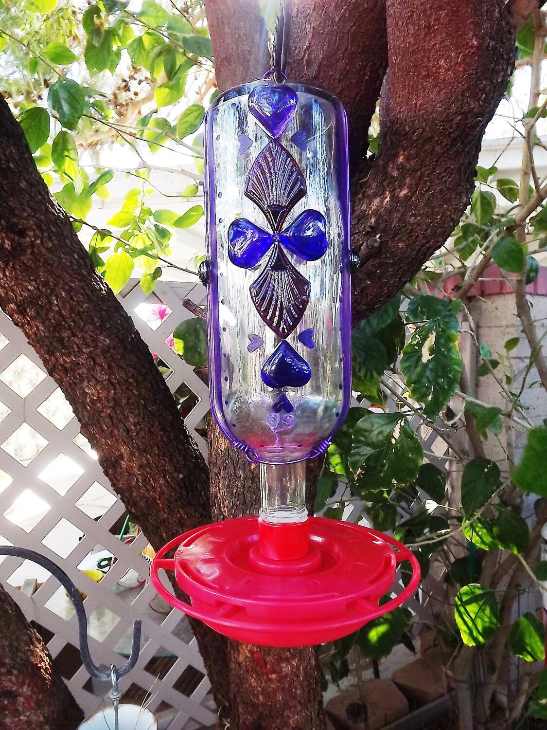 Glass Hummingbird Feeder Wine Bottle Bird Feeder with Base