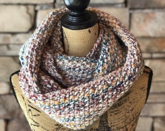 Hand Knit Scarf / Wool Scarf / Colorful Infinity Scarf / Unisex Scarf / Fashion Scarf / Chunky Knit Scarf / Gift For Him / Knitted Scarf