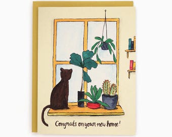 New Home - Congrats on your new home! - Window with plants and cat