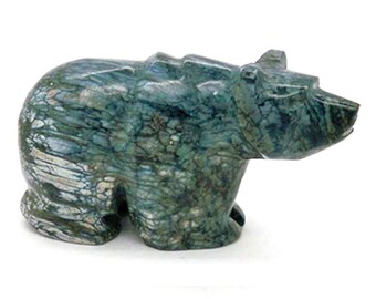 Rhodusite Magnesioriebeckite Bear Figurine Carved Stone