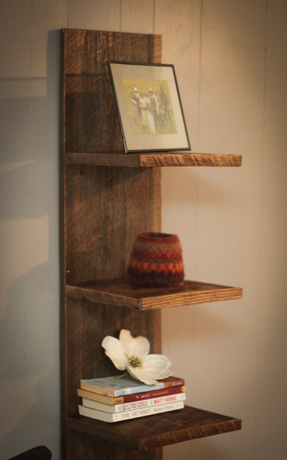 Large Vertical Shelf Barn wood reclaimed wood bedside