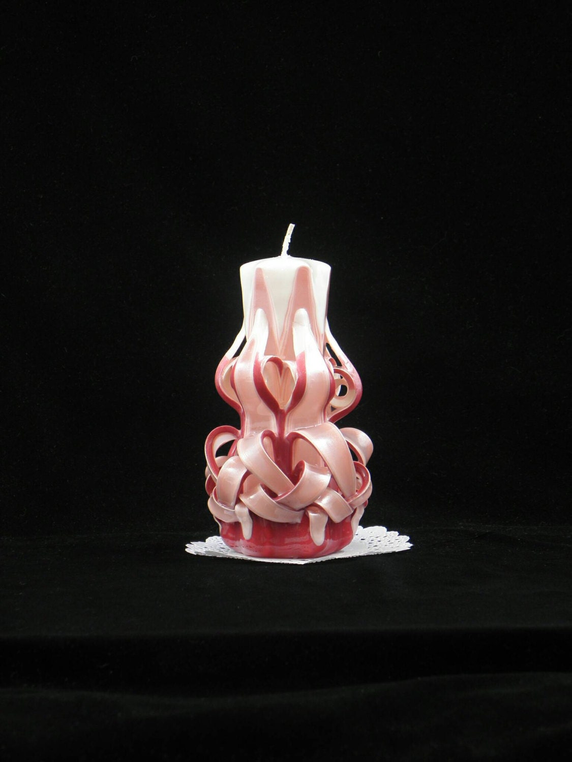 Hand Carved Candle Peach and Wine Colored by TwoLadiesAndBunny