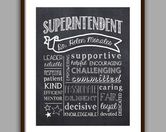 Superintendent Gift, Best Superintendent Chalkboard Printable, Superintendent Christmas, Digital File 8x10 JPG File