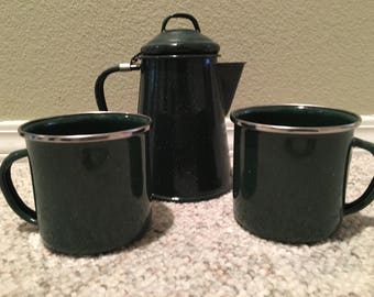 Vintage Enamelware Kettle Mini