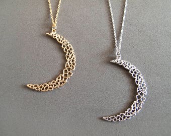 Gold or Silver Crescent Moon Necklace - Gift for Her