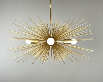 Gold Urchin Chandelier Lighting | Midcentury Modern Sputnik