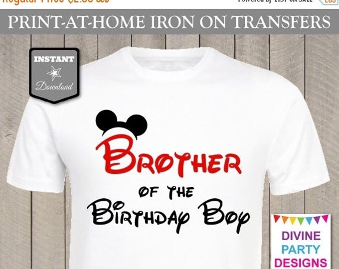 SALE INSTANT DOWNLOAD Print at Home Mouse Brother of the Birthday Boy Printable Iron On Transfer / T-shirt / Family / Trip / Item #2403
