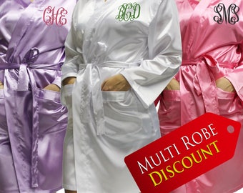 Bridesmaid Satin Robes, Bridesmaid Robes, Monogram Silky Robe, Personalized Robes for Women, Getting Ready Robes, Robe for Bride, Satin Robe
