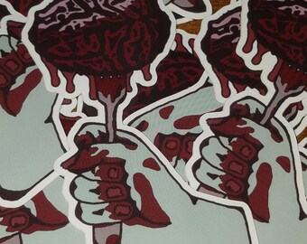 brains sticker zombie brain vinyl stickers