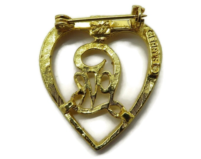 Heart Pin, Vintage Gerry's Love Heart Gold Tone Brooch Pin, Perfect Gift, Gift Box