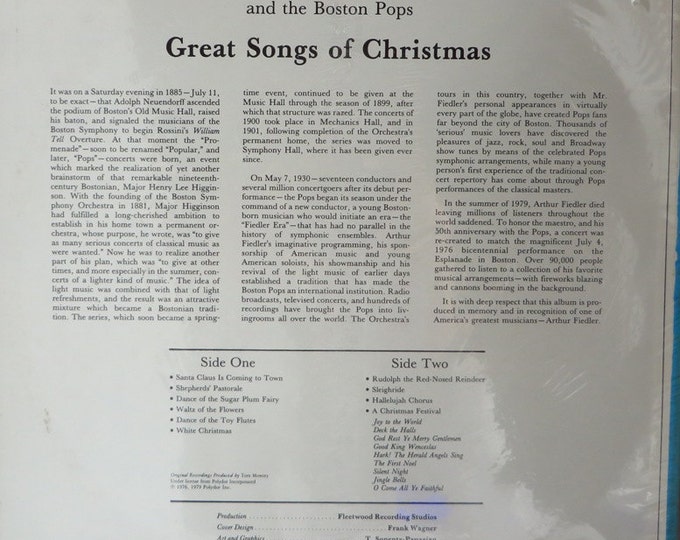 Vintage Arthur Fiedler Vinyl LP, The Boston Pops 1979, Great Songs of Christmas, SEALED