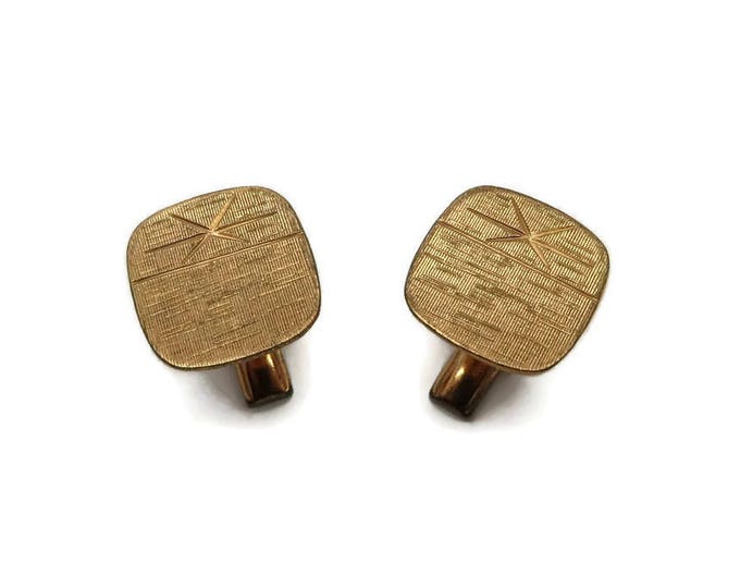 Vintage Cuff Links Copper Toned Cuff Links Square Etched Cufflinks Men's Suit Accessory Gift Idea