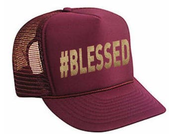 Blessed Trucker Hat , #BLESSED,Trucker Hats, Hats & Caps, Baseball Caps, Trucker hat for women, custom trucker hat, womens trucker hat