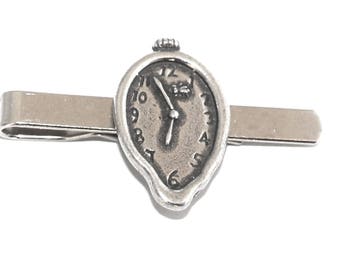 Melting Clock Tie Clip (slide) English Pewter, Gift Boxed, Salvador Dali, Art Wa