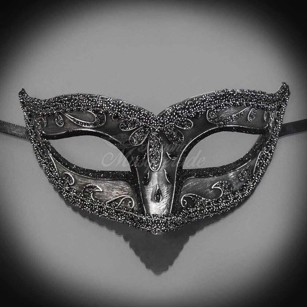 Shades of Black and Gray Masquerade Mask Black Masquerade