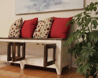 Distressed storage bench