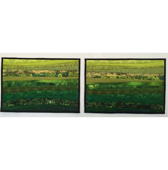 Items similar to Green quilted placemats. Washable. Two mats. For the