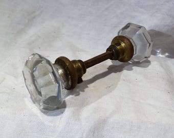 Glass Victorian Doorknobs, Architectural Salvage Vintage or Antique Hardware