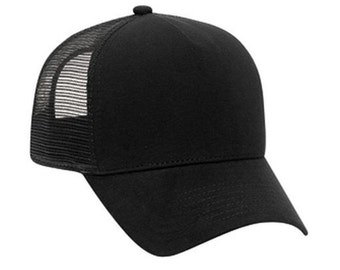 Justin Bieber Style Trucker Hat solid Black Flannel Look Perse Alternative adjustable