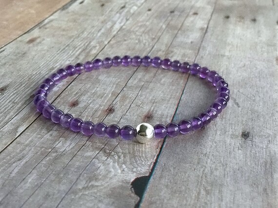 Genuine Amethyst Bracelet / Purple Stone Stretch Bracelet