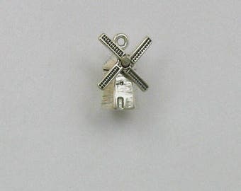 Sterling Silver 3-D Dutch Windmill Charm