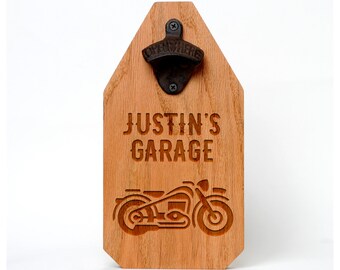 Personalized Motorcycle Wood Sign - Motorcycle Gift for him - Rustic Beer Bottle Opener