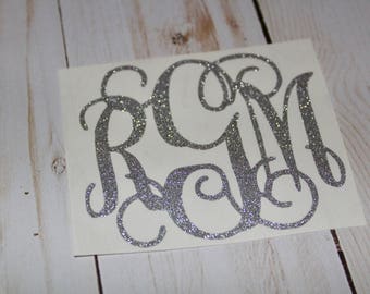 Glitter monogram, Glitter decal, Glitter monogram decal, Silver glitter, Pink glitter, Blue glitter, Gold glitter, Monogram, College gift