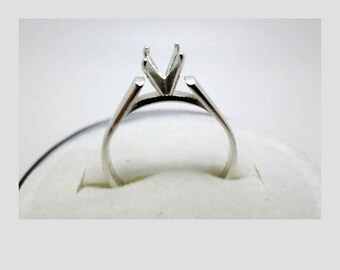 4mm - 7mm Round Cathedral Style Pre-Notched Sterling Silver Wedding Ring Setting Sz 7