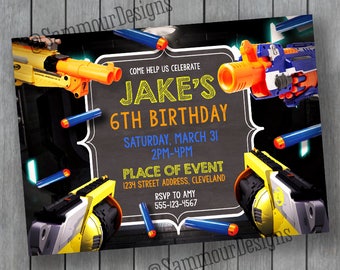 Items similar to NERF WAR - Boys Camo Birthday Party Invitation ...