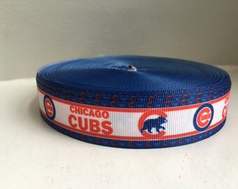 1/3/5/7/10 Yards Chicago Cubs 7/8" Grosgrain Ribbon