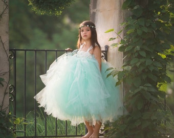 Mint Flower Girl Dress, Mint Tutu Dress, Mint Tulle Dress, Mint Dress, Mint Wedding, Mint