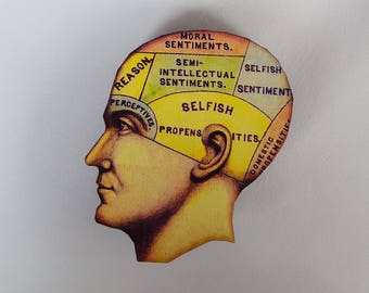 Phrenological Head Selfish Propensities Woodcut Needle Knack