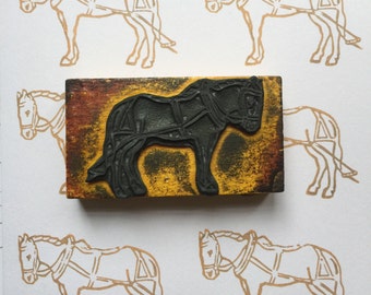 Shire Horse French Vintage School Stamp