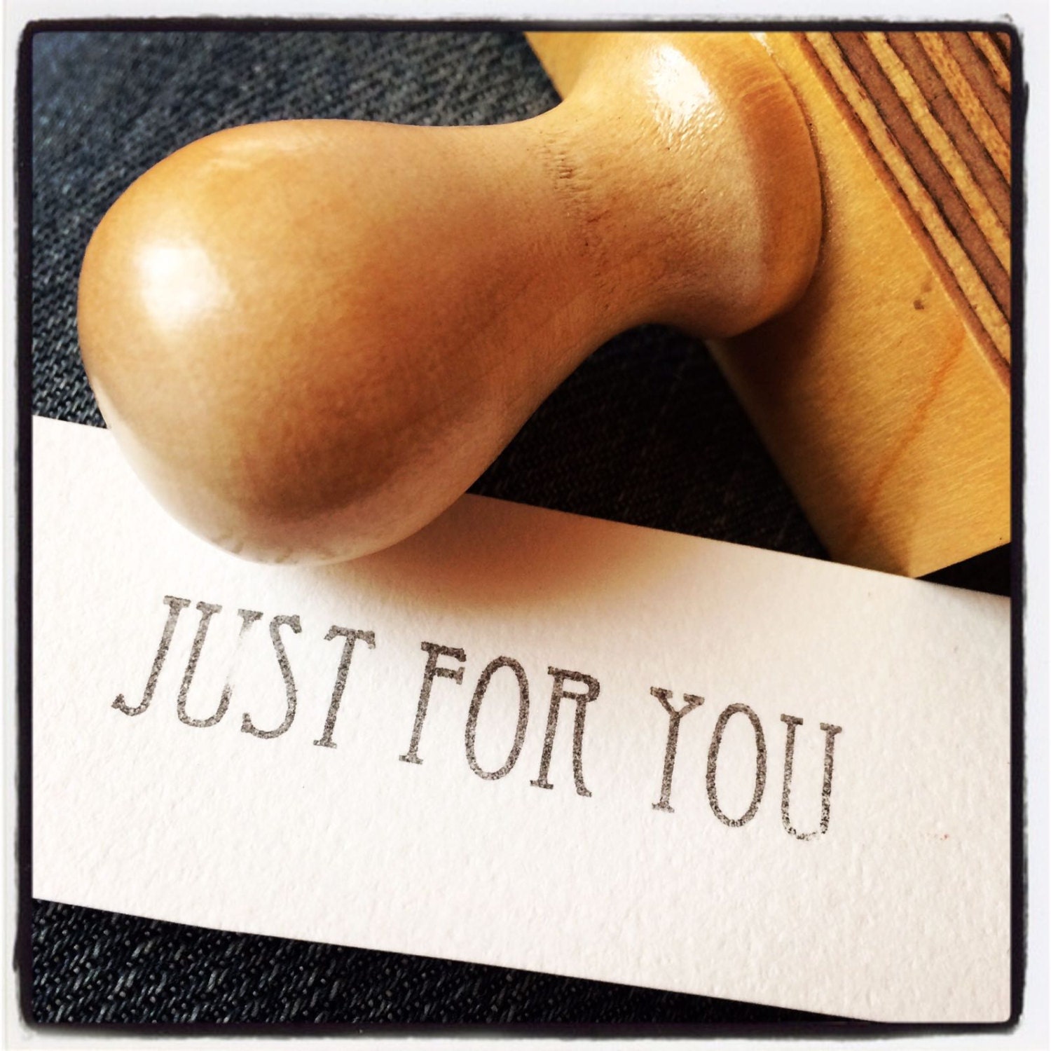 Just For You Stamp, Tag Stamp, Rubber Text Stamp, Wood handle or Self