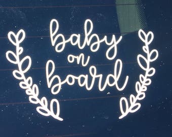 Baby on Board Car Decal | Wreath Baby on Board Decal | Baby on Board Sticker | OnSkinkerLane