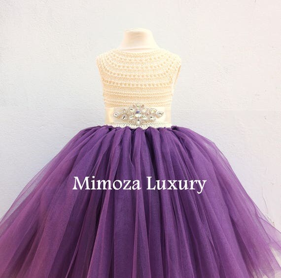 Plum Dress, Plum Flower girl dress, Aubergine dress, plum birthday dress, plum theme party dress, handmade plum dress, plum tulle dress