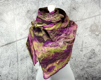 Felted Scarf, felted Shawl, Cobweb, merino wool, wool scarf -Feltmondo