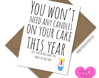 funny boyfriend birthday card anniversary blank inside you won't need any candles on your cake this year all your wishes came true
