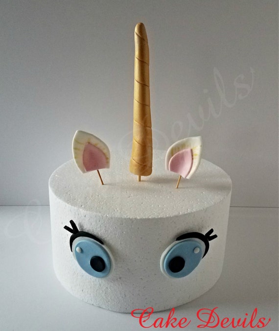 unicorn horn and face cake topper set fondant unicorn cake gold horn