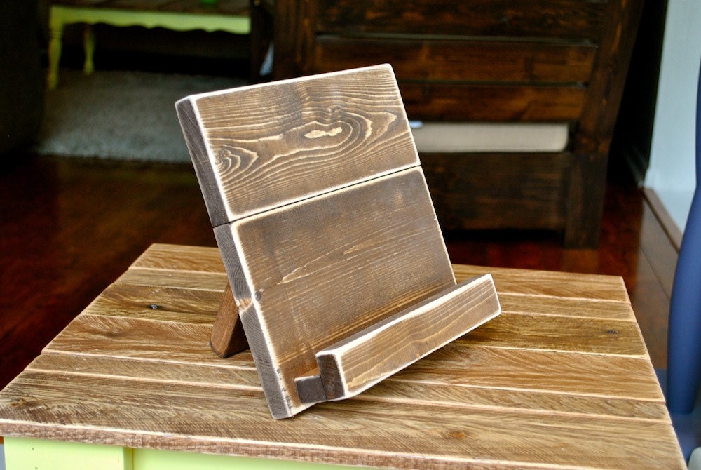 Distressed Wood iPad or Cookbook Stand for the Kitchen or