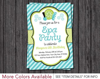 Spa Party Invitation • Spa Birthday Party Invitations