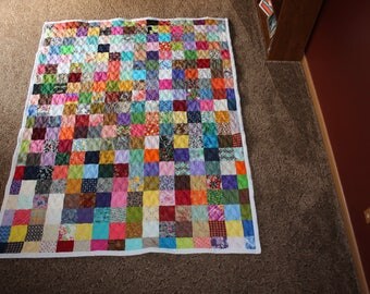 Scrappy Patchwork Quilt - Twin Size Quilt - 50% DEPOSIT