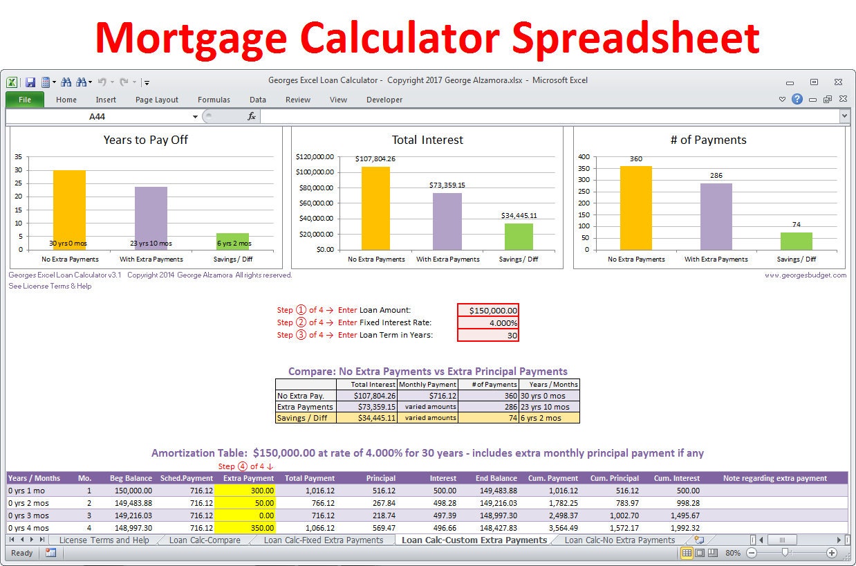 excel mortgage calculator with pmi