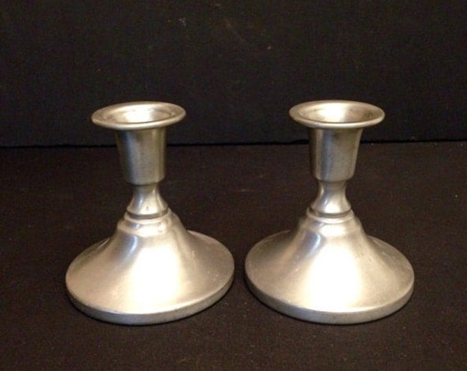 Storewide 25% Off SALE Vintage Matching Preisner Pewter (2164) Tapered Candlestick Holders Featuring Early American Style With Smooth Finish