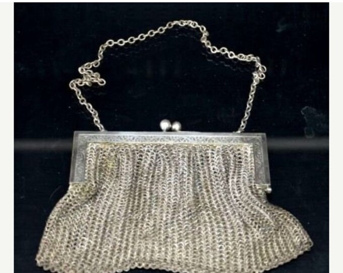 Storewide 25% Off SALE Vintage German Signed Silver Plated Mesh Designer Purse Featuring Beautiful Original Halmarked Chain Link Armor Style