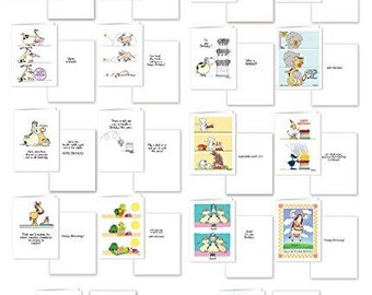 Assorted Funny Birthday Card Pack - 18 Cards & Envelopes - 5x7 Folded Cards - 733
