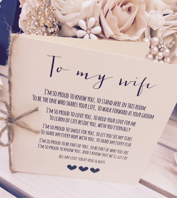 Vintage/Rustic 'To My Wife' Wedding Day Poem Card-show