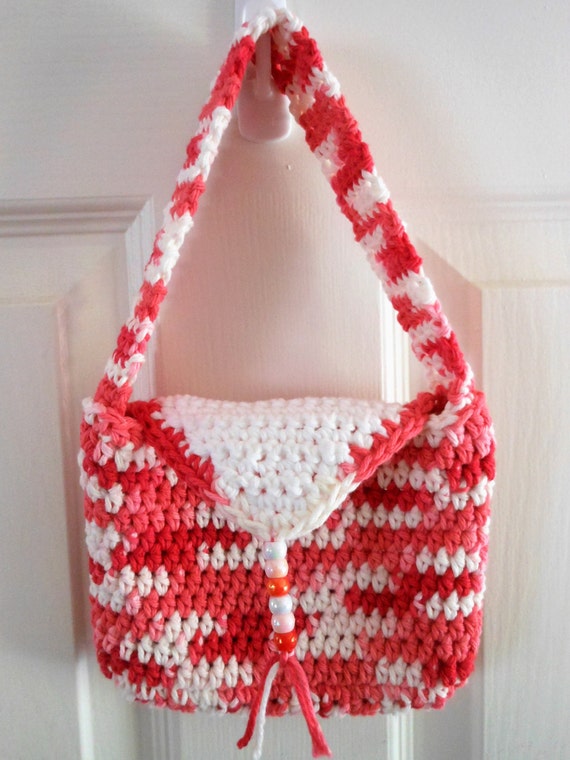 crochet little girl purse over the shoulder bag with velco