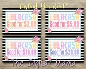 Items similar to INSTANT DOWNLOAD - Cash Customer Coupon - LuLa Cash ...